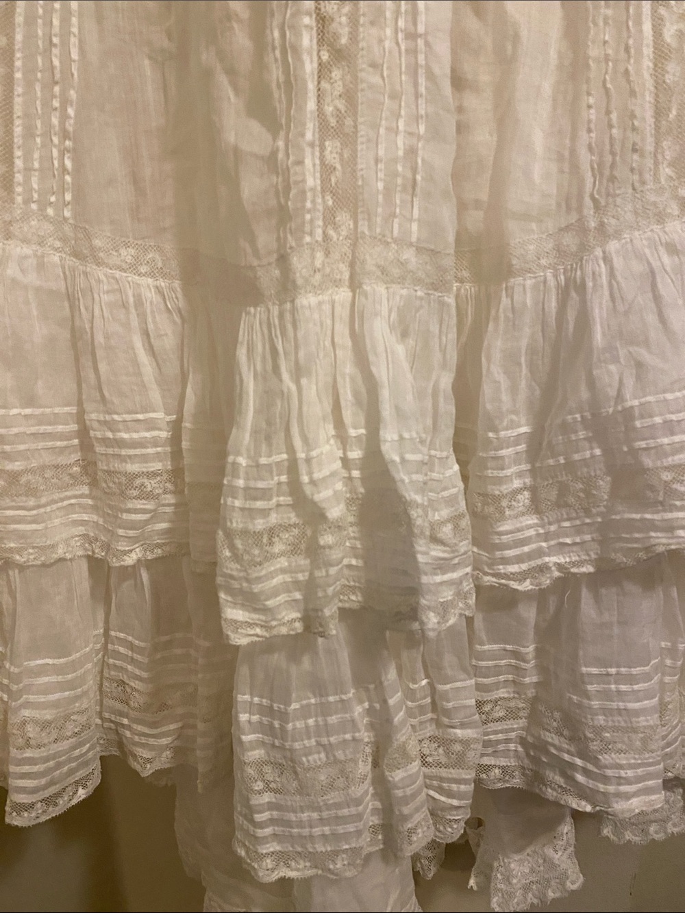Vintage Handmade White High Low Prairie Maxi Skirt XXS Cottagecore - Picture 6 of 16